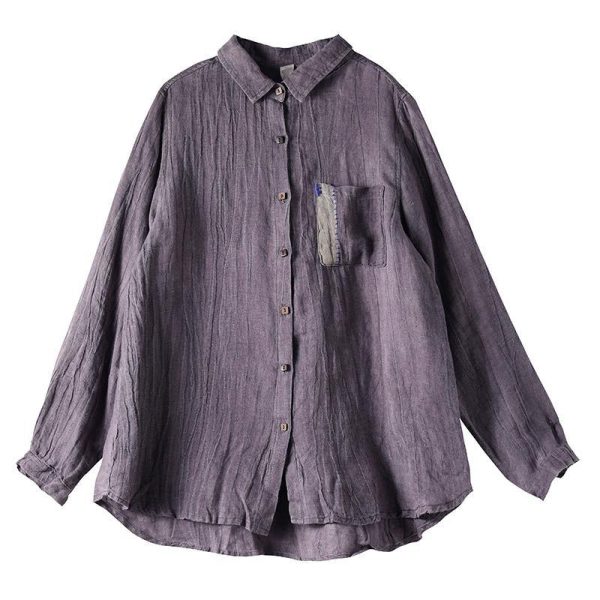 Art Lapel Wrinkled Shirts Inspiration Purple Blouses - Image 4