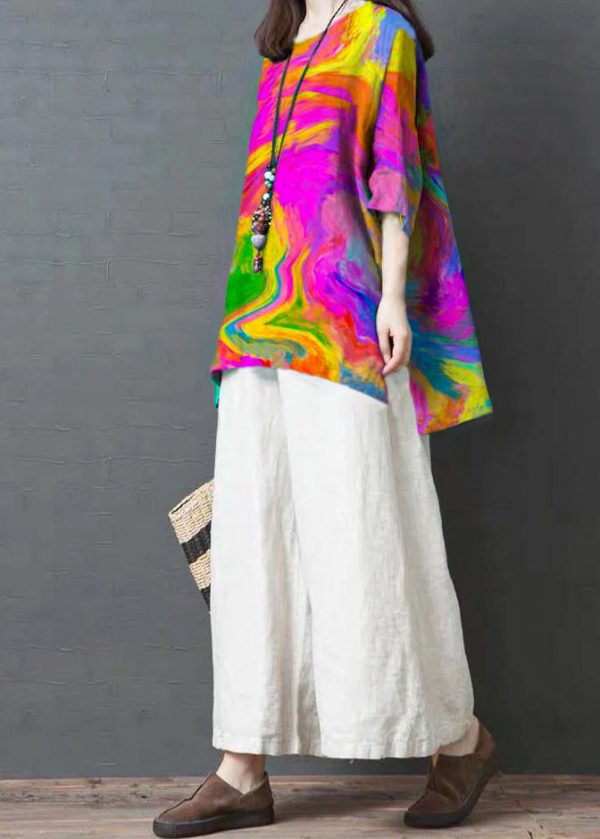 Handmade Blue Linen Cotton low high design Shirt Top - Image 9