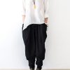 black stylish linen pants casual cotton pants loose bottoms original design
