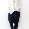 Navy plus size linen pants loose harem pants