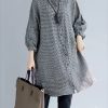 stylish black Plaid cozy cotton t shirt oversize Turn-down Collar cotton blouses Fine long sleeve tops