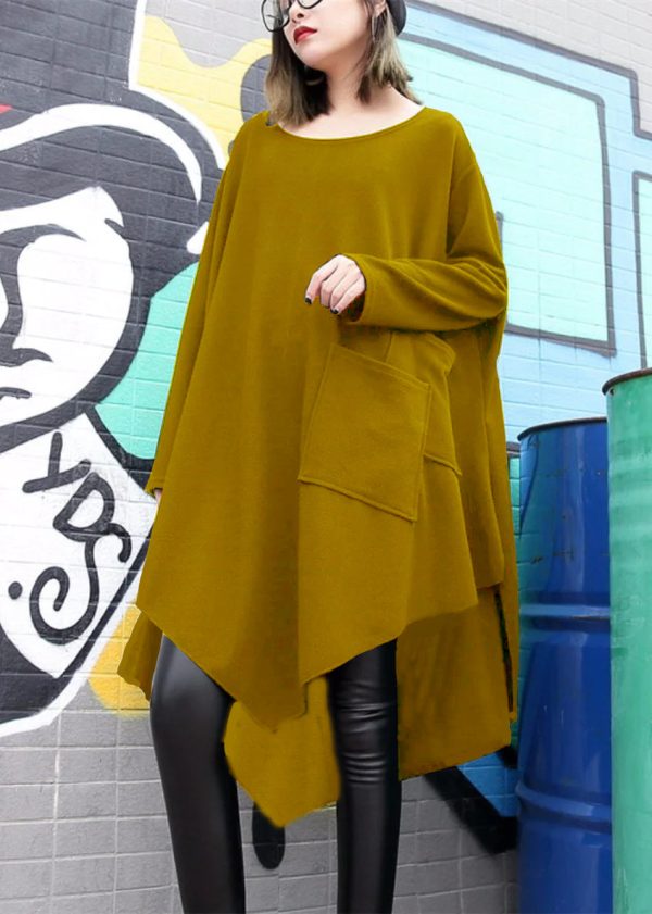 Fine black cotton silk dress plussize asymmetric hem traveling dress boutique o neck gown - Image 6