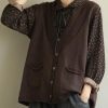 Aesthetic chocolate casual v neck sleeveless knit outwear