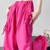 American Style Casual Rose Pockets Drawstring Cotton Pants Spring