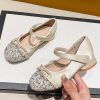 Apricot Kids Girls Nail Bead Zircon Buckle Strap Princess Flat Feet Shoes