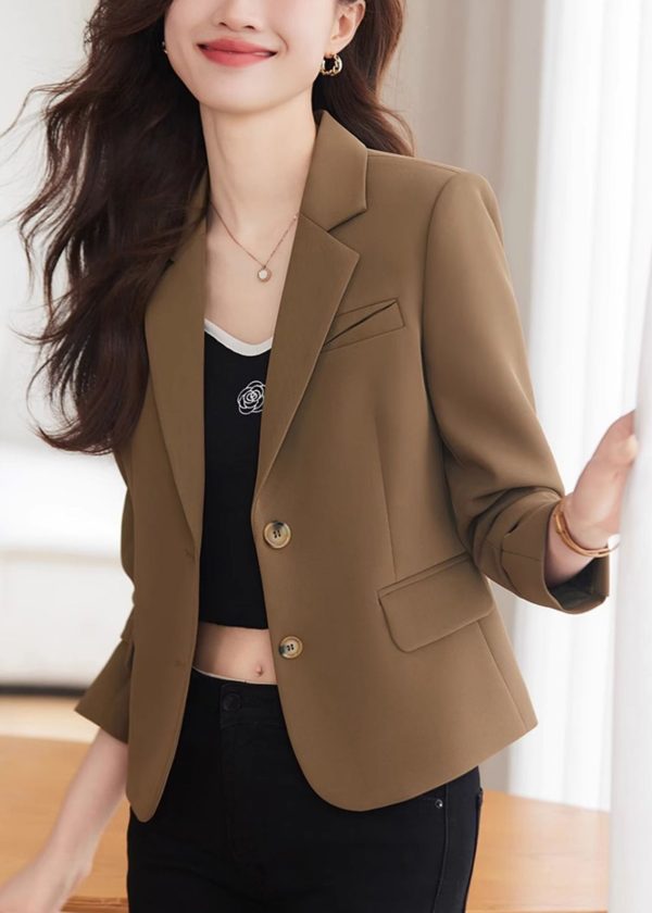 Apricot Silm Fit Formal Coats Notched Collar Spring - Image 2
