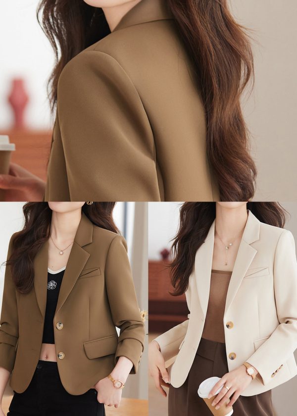 Apricot Silm Fit Formal Coats Notched Collar Spring - Image 5