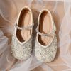 Art Apricot Sequins Girls Soft Buckle Strap Flat Shoes