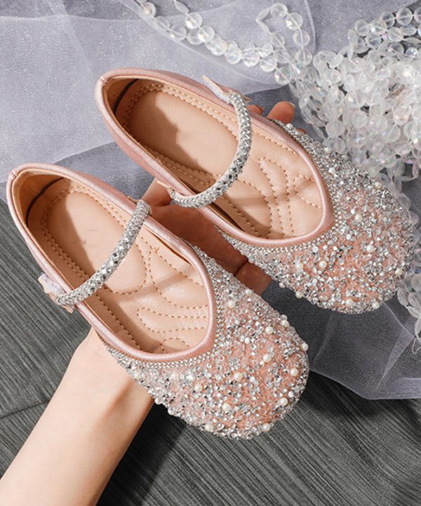 Art Apricot Sequins Girls Soft Buckle Strap Flat Shoes - Image 4