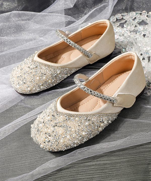 Art Apricot Sequins Girls Soft Buckle Strap Flat Shoes - Image 5