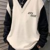 Art Beige Embroideried Cozy Patchwork Knit Men Sweater Spring