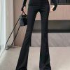 Art Black Zippered Patchwork High Waist Flared Trousers Spring