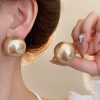 Art Champagne Alloy Pearl Stud Earrings