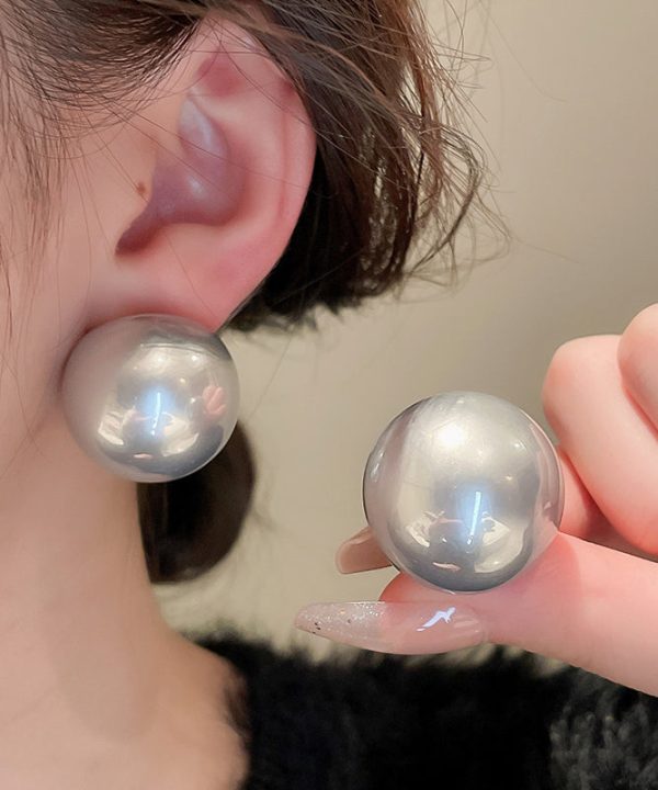 Art Champagne Alloy Pearl Stud Earrings - Image 3