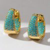 Art Green Sterling Silver Overgild Turquoise Zircon Hoop Earrings