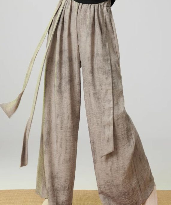 Art Khaki Oversized Tie Dye Linen Pants Trousers Spring
