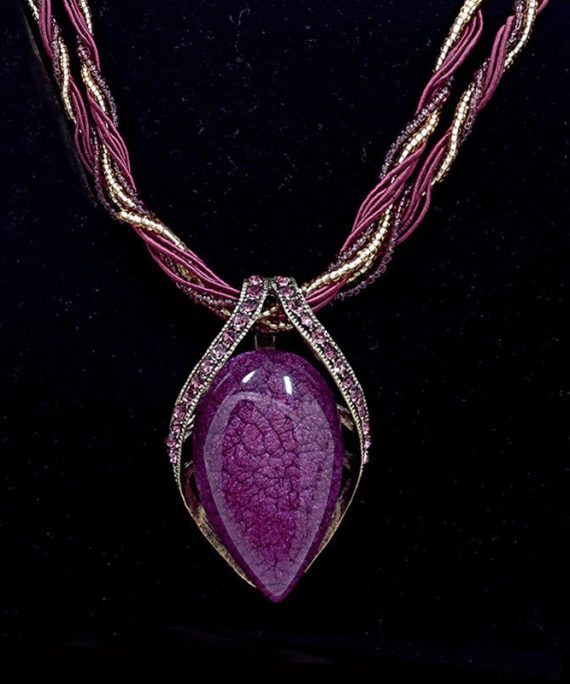 Art Lavender Coloured Glaze Zircon Water Drop Pendant Necklace