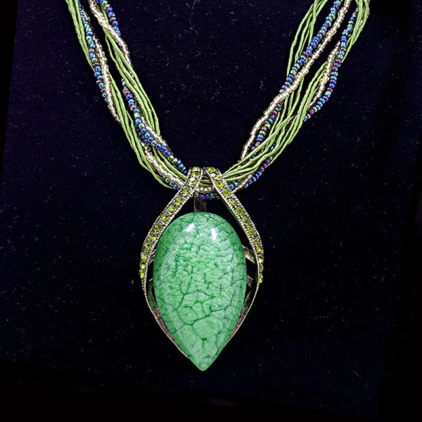 Art Lavender Coloured Glaze Zircon Water Drop Pendant Necklace - Image 3