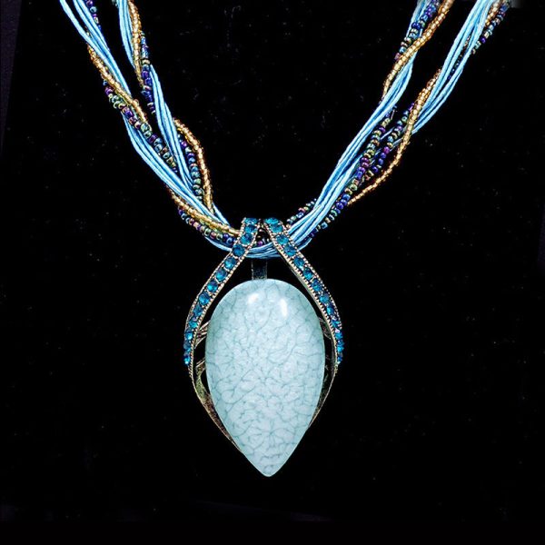 Art Lavender Coloured Glaze Zircon Water Drop Pendant Necklace - Image 4