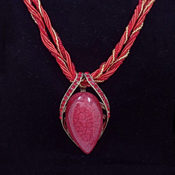 Art Lavender Coloured Glaze Zircon Water Drop Pendant Necklace - Image 5