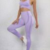 Art Lavender Seamless Sports Bra And Leggings Set Suit Running Leggings