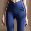 Art Navy High Waist Chinese Button Sports Bra And Leggings Set Suit Running Leggings