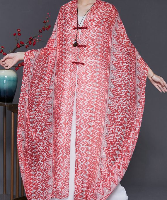 Art Pink Oversized Print Chiffon Oriental Scarf
