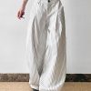 Art Striped Button High Waist Cotton Pants Summer