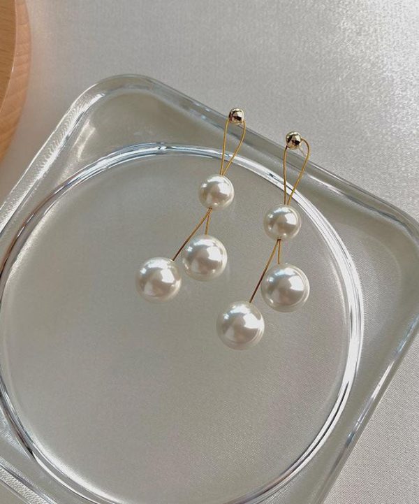 Art White Pearl S925 Silver Women's Drop Earrings - Image 4
