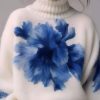 Art White Turtleneck Print Wool Knit Sweaters Spring