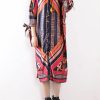Art o neck Batwing Sleeve chiffon Summer dresses Casual Outfits orange print loose Dresses