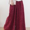 Autumn and winter Retro Red jacquard thickened women's wide leg pants