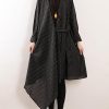 Autumn new original design loose asymmetrical striped shirt cardigan coat
