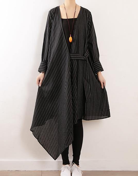 Autumn new original design loose asymmetrical striped shirt cardigan coat