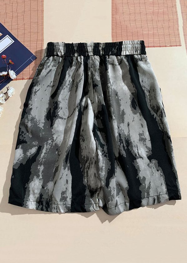 Beach Black Pockets Elastic Waist Cotton Men Pants Summer - Image 5