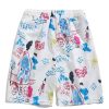Beach White Print Elastic Waist Cotton Summer Men Beach Shorts