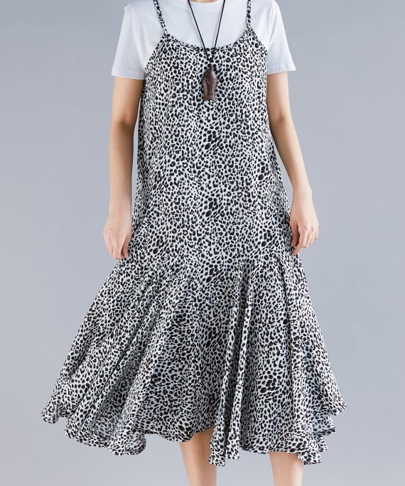 Beach black floral dress stylish Work Outfits Spaghetti Strap robes Summer Dress