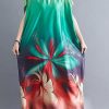 Beautiful Batwing Sleeve Wardrobes pattern green prints Maxi Dresses summer