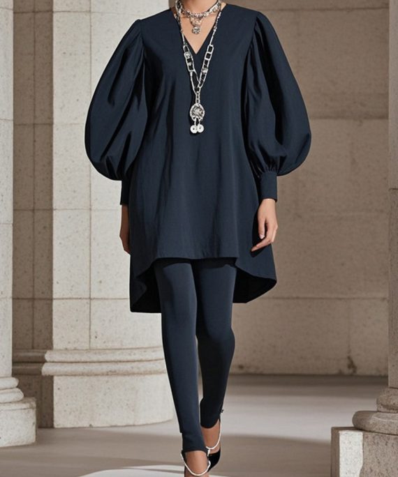 Beautiful Black Puff Sleeve Cotton Work Dress Fall