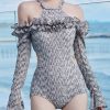 Beautiful Grey Patchwork Ruffled Holiday Bodysuit