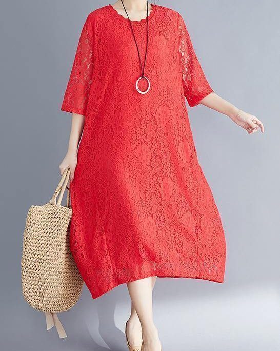 Beautiful Half sleeve o neck cotton dress Sweets red A Line Dresses Summer