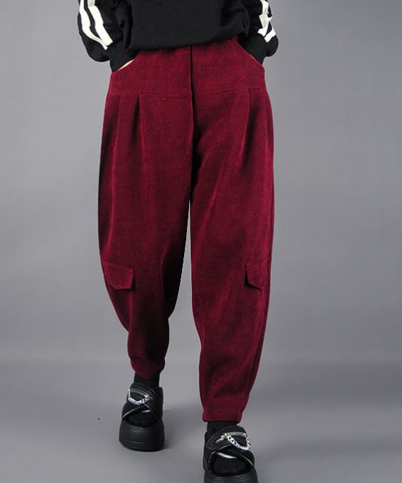 Beautiful Mulberry Oversized Pockets Corduroy Pants Spring
