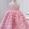 Beautiful Pink Tulle Patchwork Sequins Girls Long Dress Sleeveless