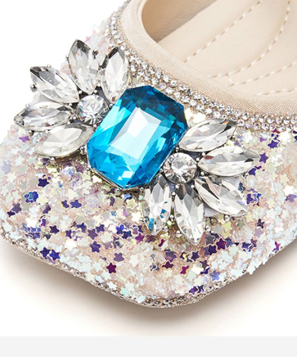 Beautiful Purple Crystal Zircon Kids Buckle Strap Flat Shoes - Image 4
