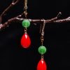 Beautiful Red Water Droplet Coral Fine Jade Drop Earrings