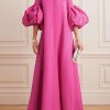 Beautiful Rose Stand Collar Maxi Dress Petal Sleeve