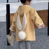 Beautiful Yellow Hooded Pockets Patchwork Woolen Girls Coat Spring