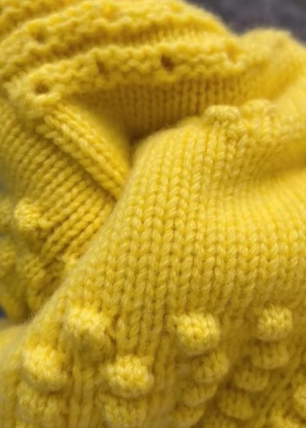 Beautiful Yellow O Neck Button Knit Sweaters Coat Fall - Image 2
