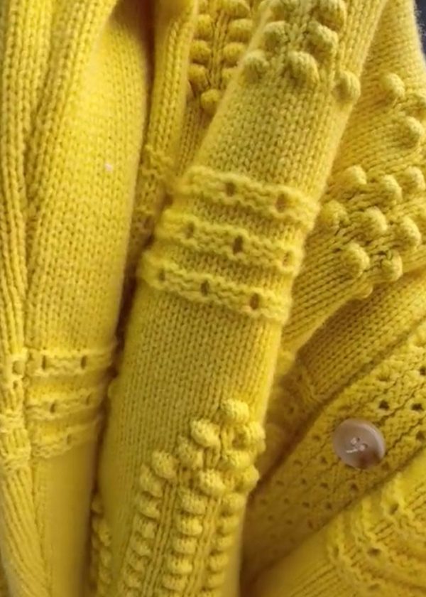 Beautiful Yellow O Neck Button Knit Sweaters Coat Fall - Image 4