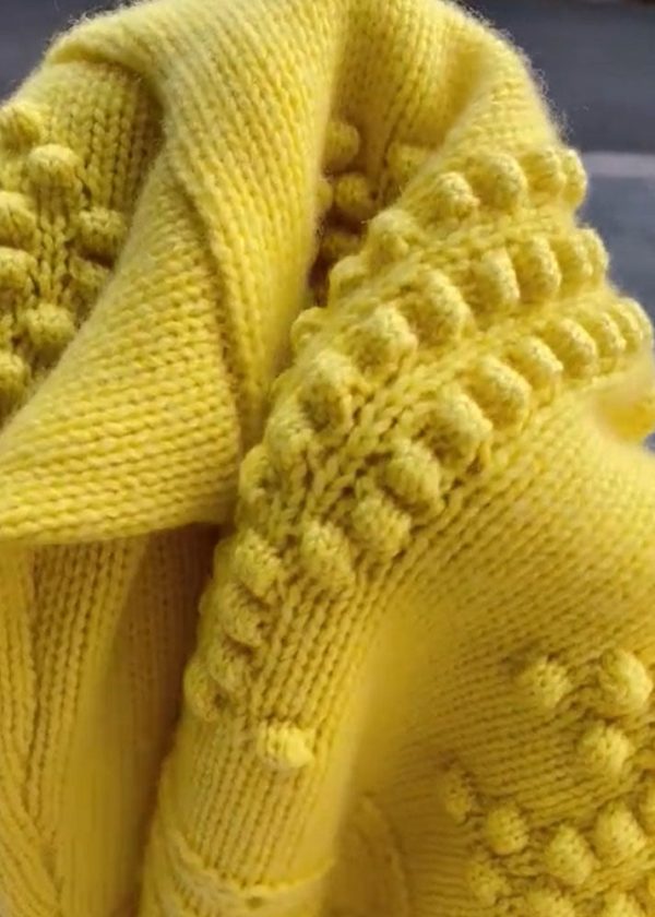Beautiful Yellow O Neck Button Knit Sweaters Coat Fall - Image 5